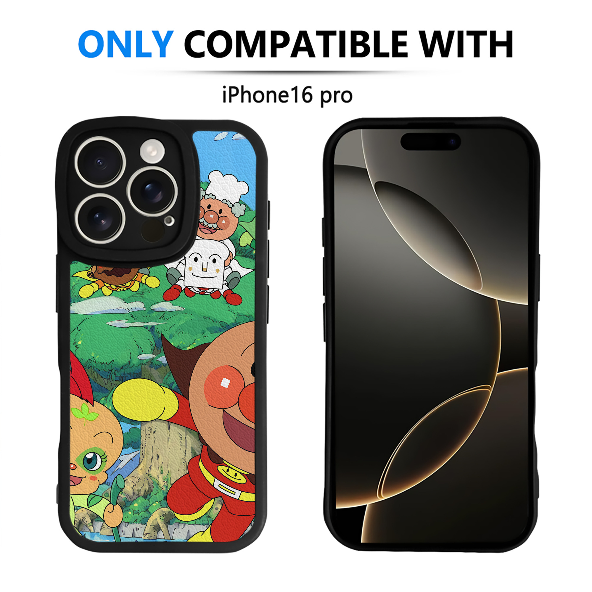 （画像用） アンパンマン Anpanman 【iPhone 16シリーズ対応】シリコンスマホケース（レザー調） 材質：シリコン
